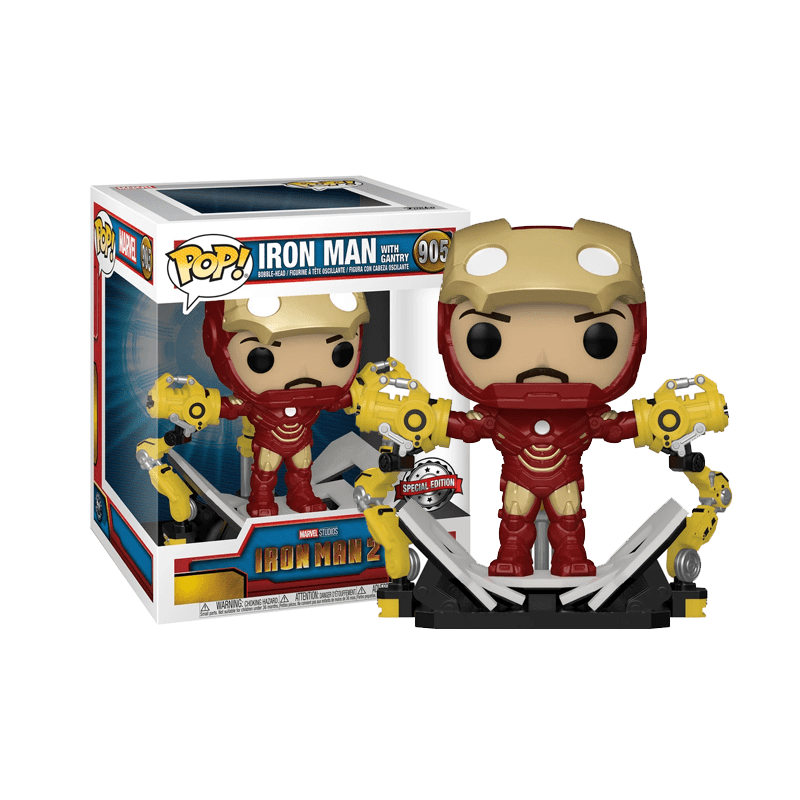 Pop! Funko Deluxe: Iron Man Mark IV Con Gantry | Figura In Vinile Da Collezione, Glow-in-The-Dark, Altezza 15 Cm
